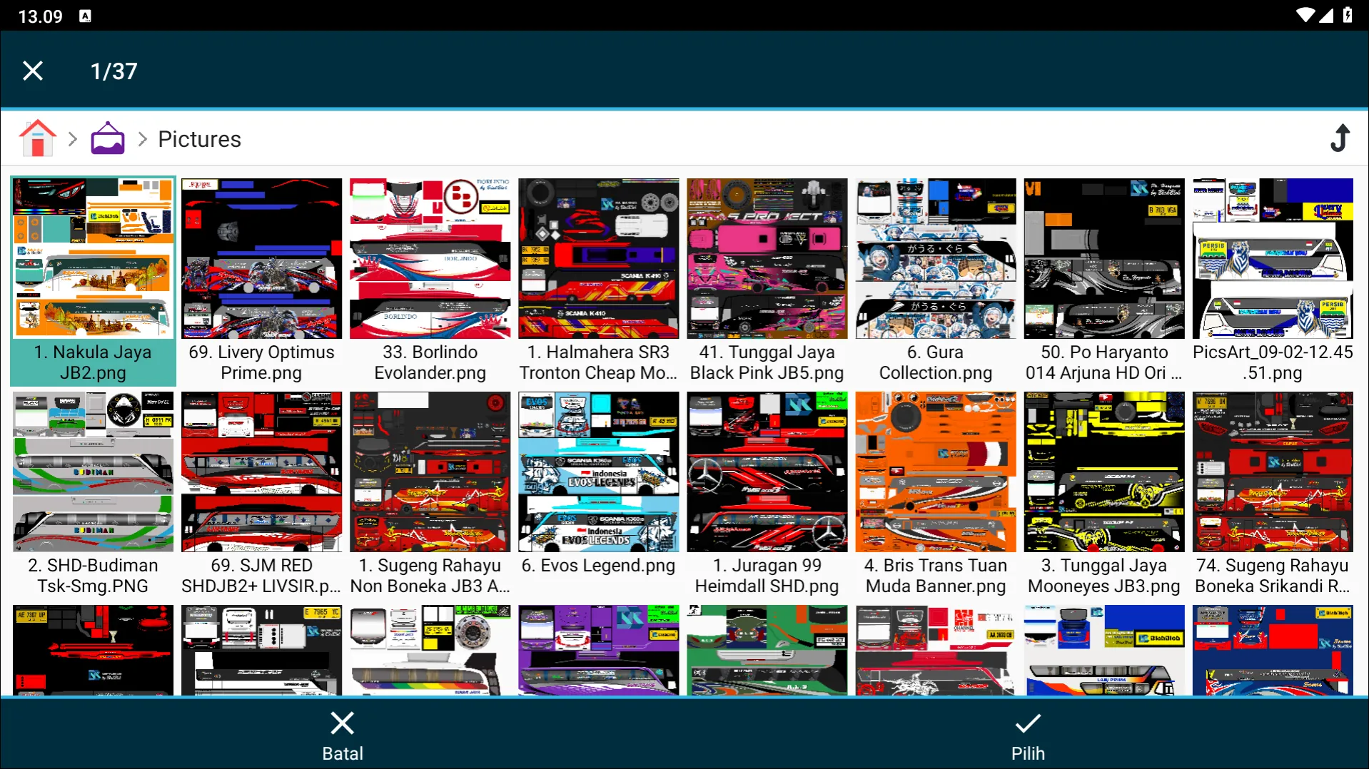 Langkah 5 Memilih Livery yang digunakan - Livery Bussid Nakula SHD