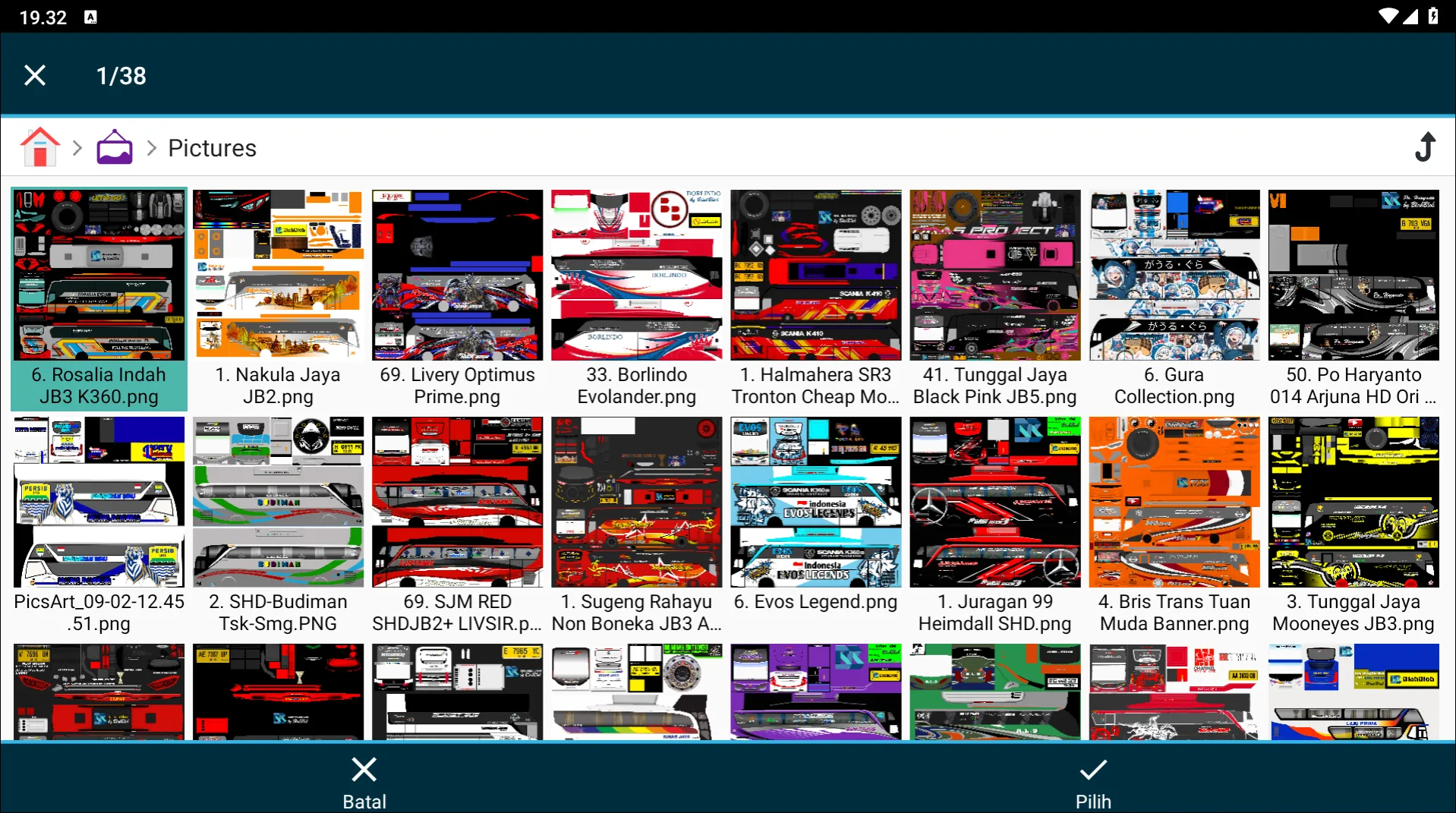 Langkah 5 Memilih Livery yang digunakan - Livery Bussid Rosalia Indah