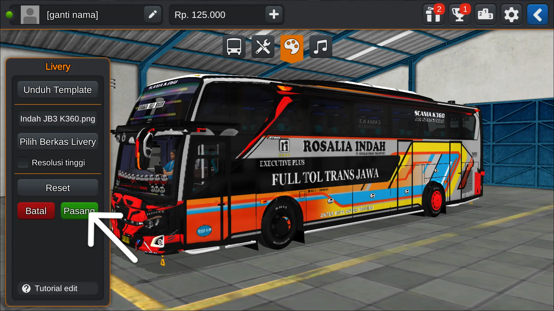 Langkah 6 Memasang Livery Bussid Rosalia Indah