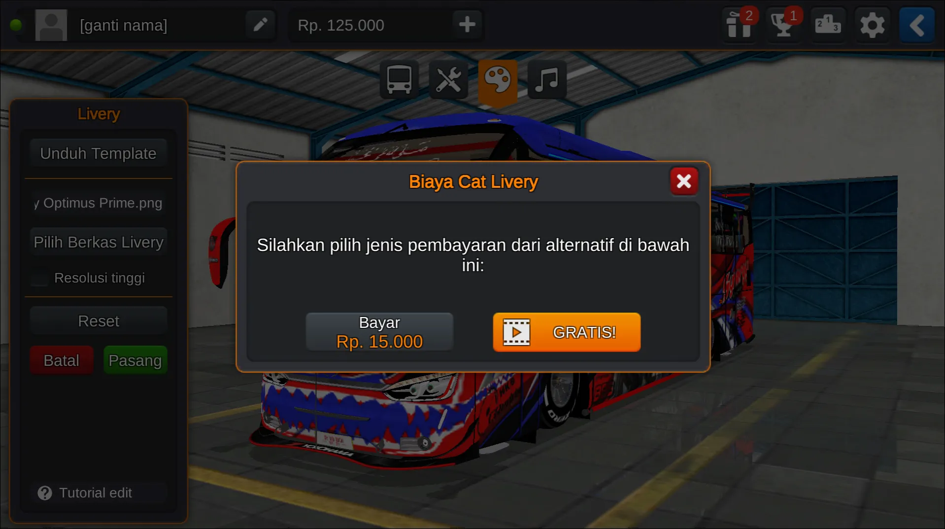 Langkah 7 Opsi pemasangan Livery Bussid Doble Decker Racing