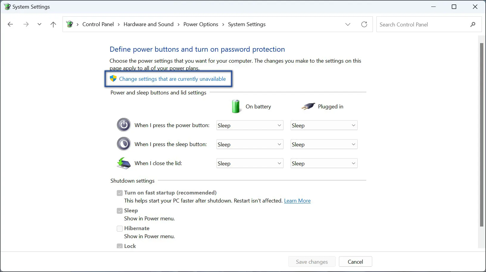 2. Power Options Settings Windows 11