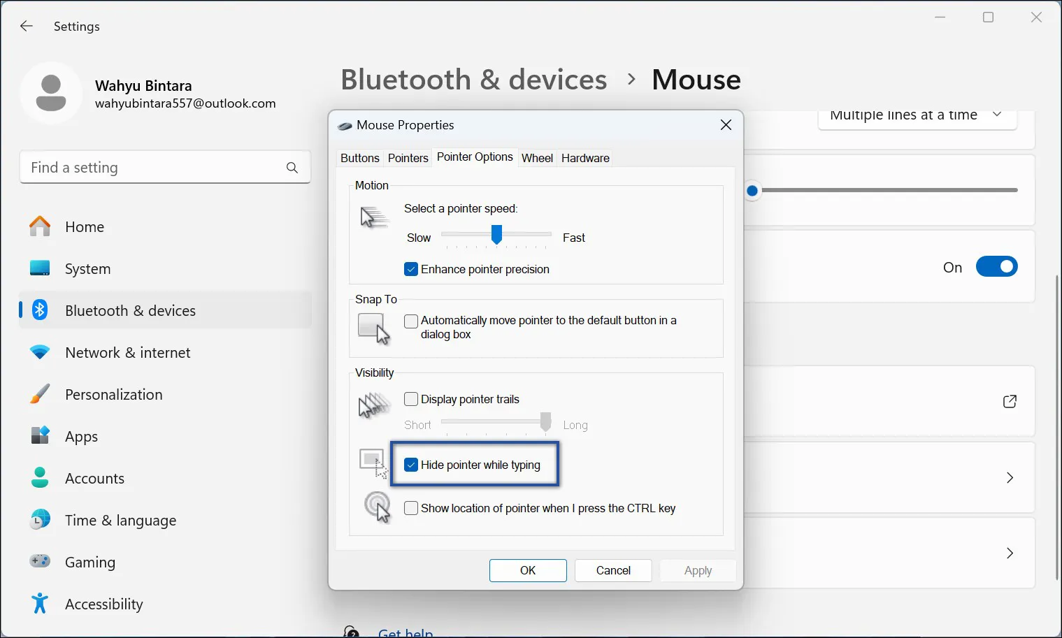 5. Cek pengaturan Mouse Windows 11