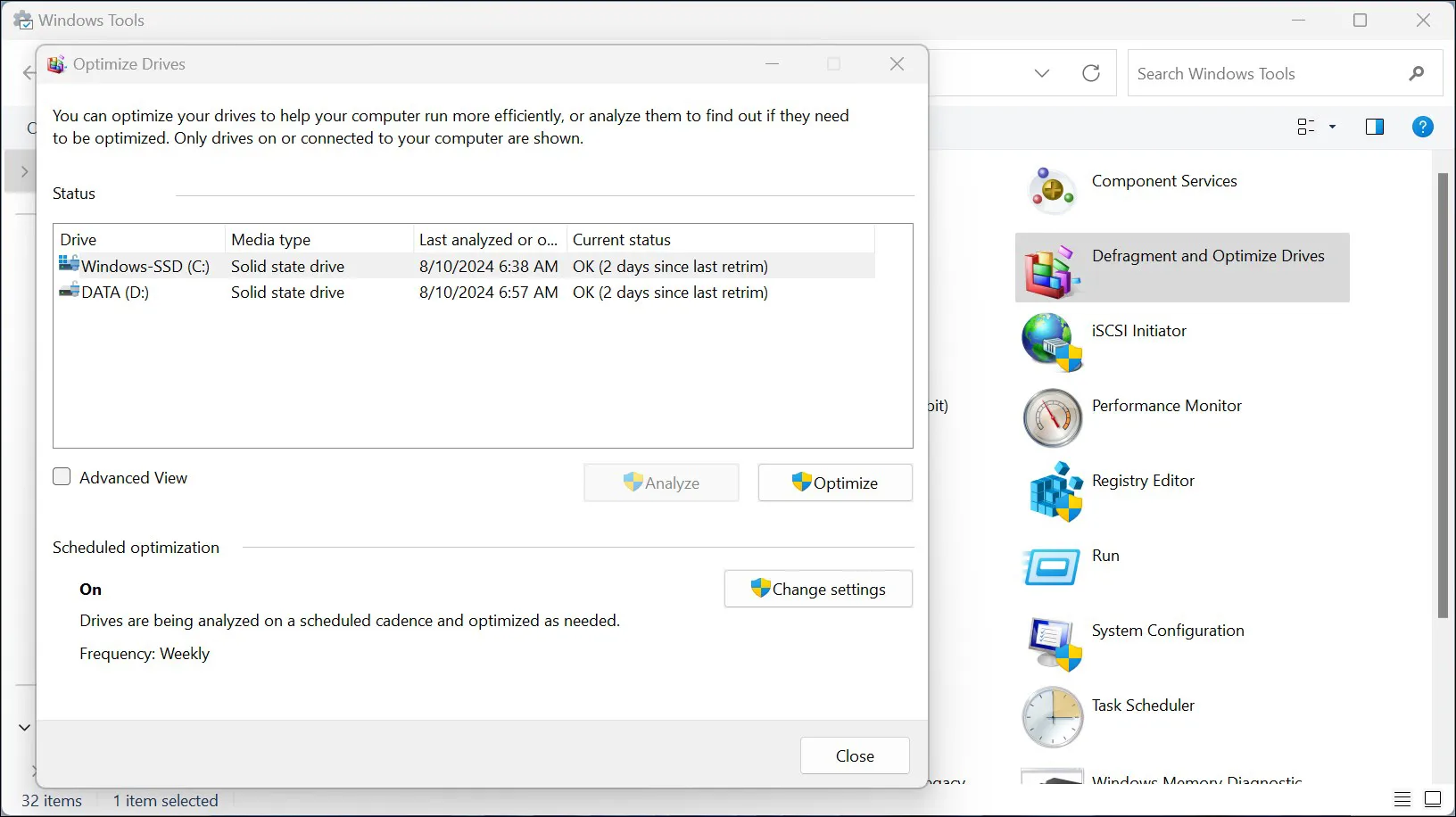 Defragment Disk Windows 11