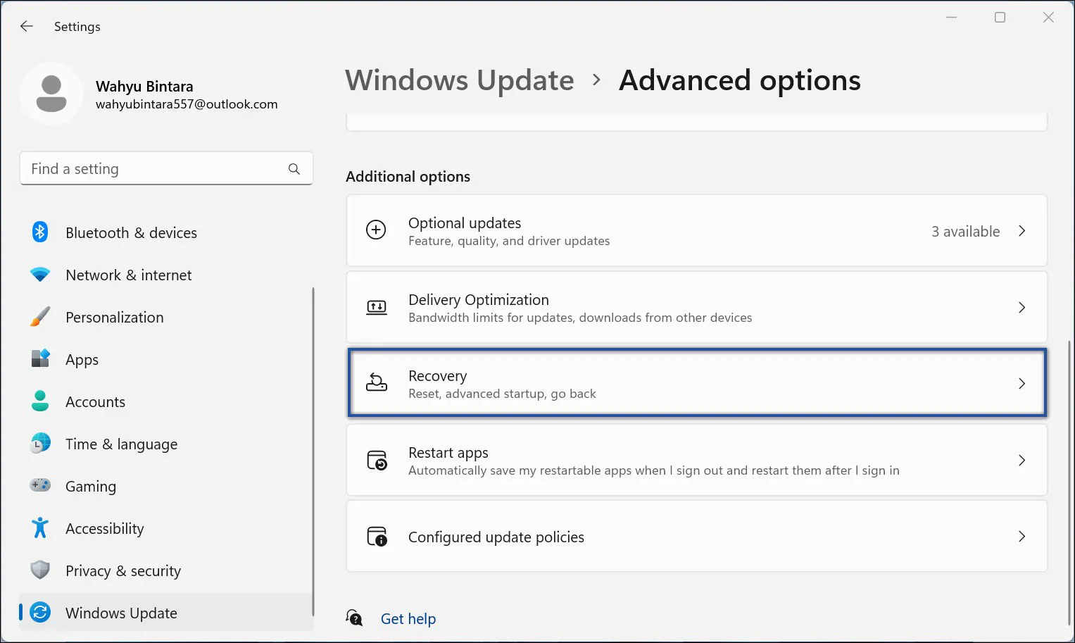 Recovery Windows 11 Lewat Settings