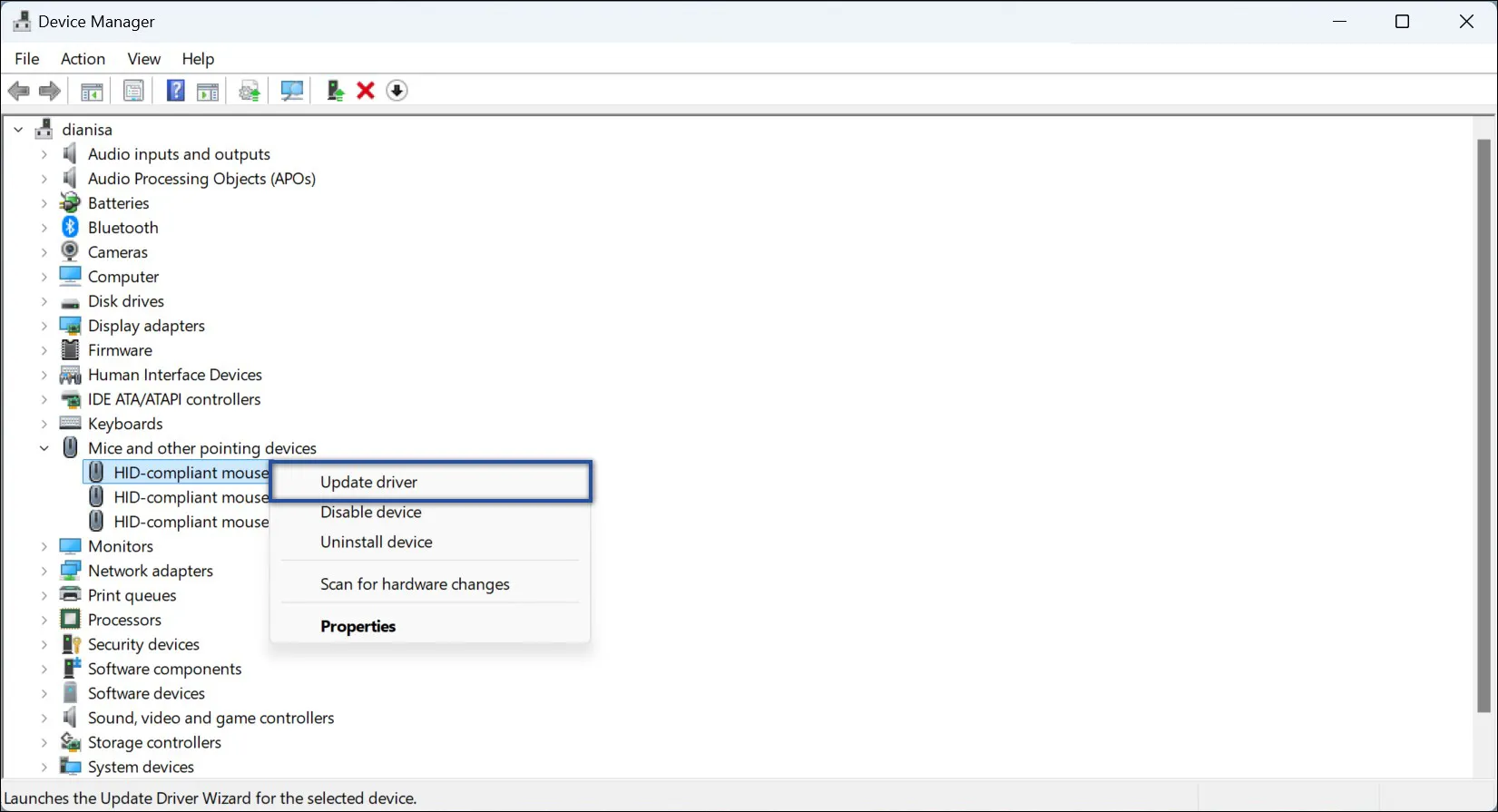 Update Driver Mouse Windows 11