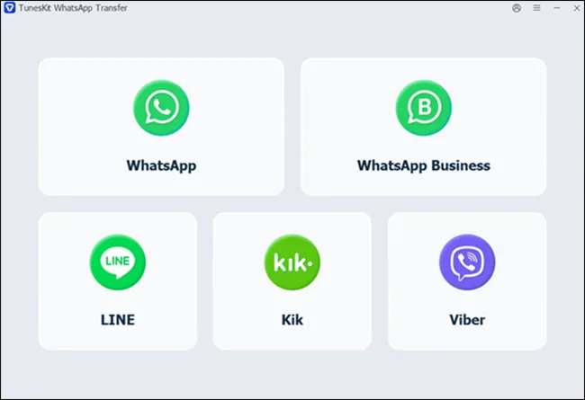 1 Pilih WhatsApp di tampilan utama TunesKit WhatsApp Transfer