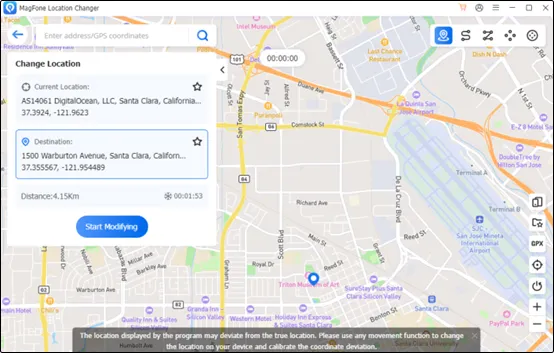 3 Start Modify Untuk Mengubah Lokasi