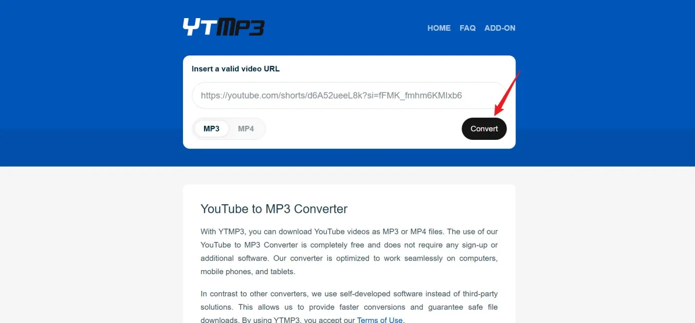 1 Paste URL di YTMP3