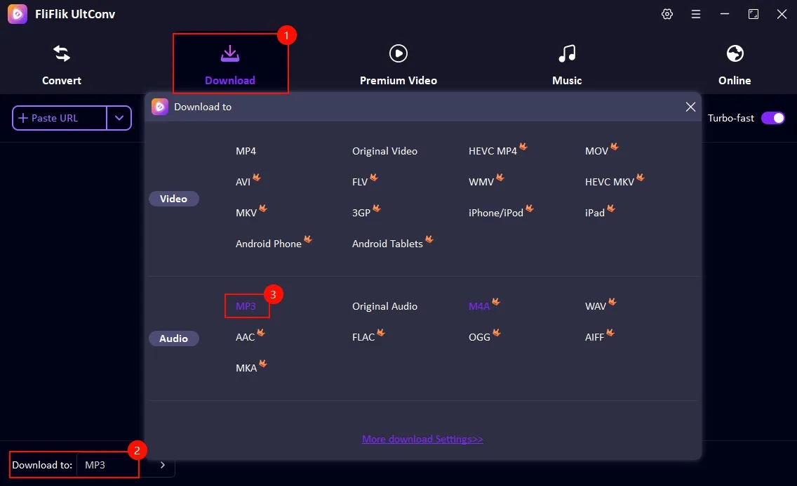 1 Pilih MP3 sebagai format output di UltConv