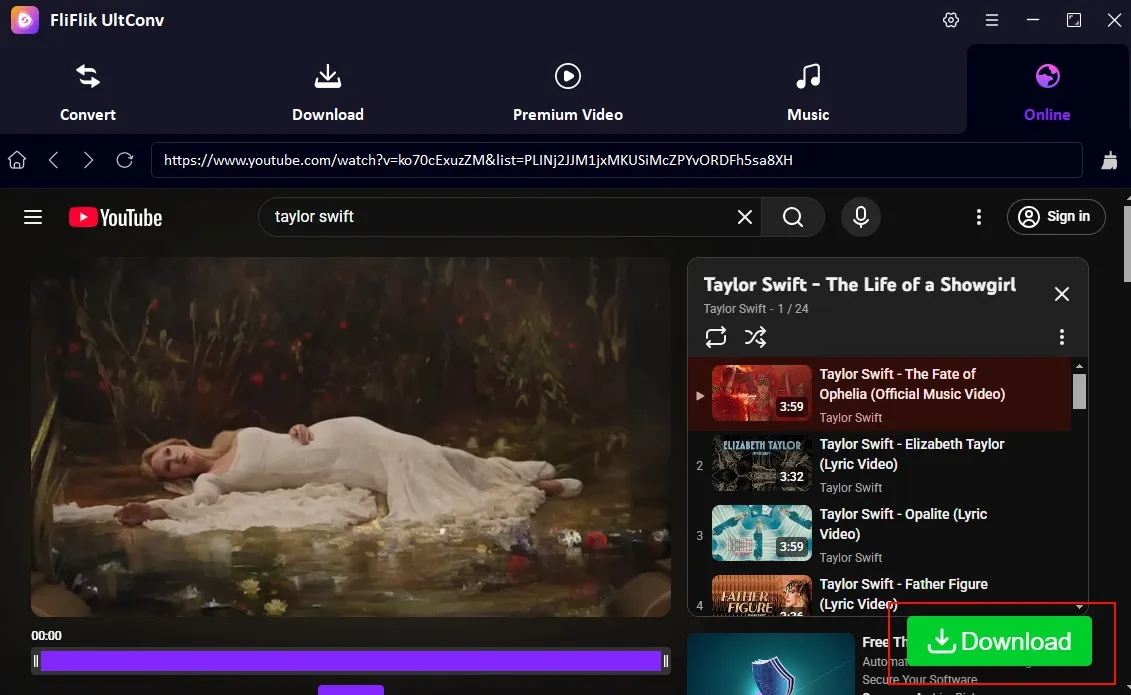3 Pilih Music dan Klik download di UltConv