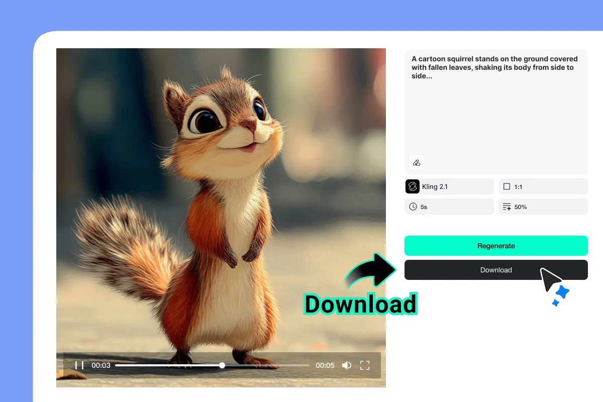 Tulis prompt dan klik generate untuk membuat video