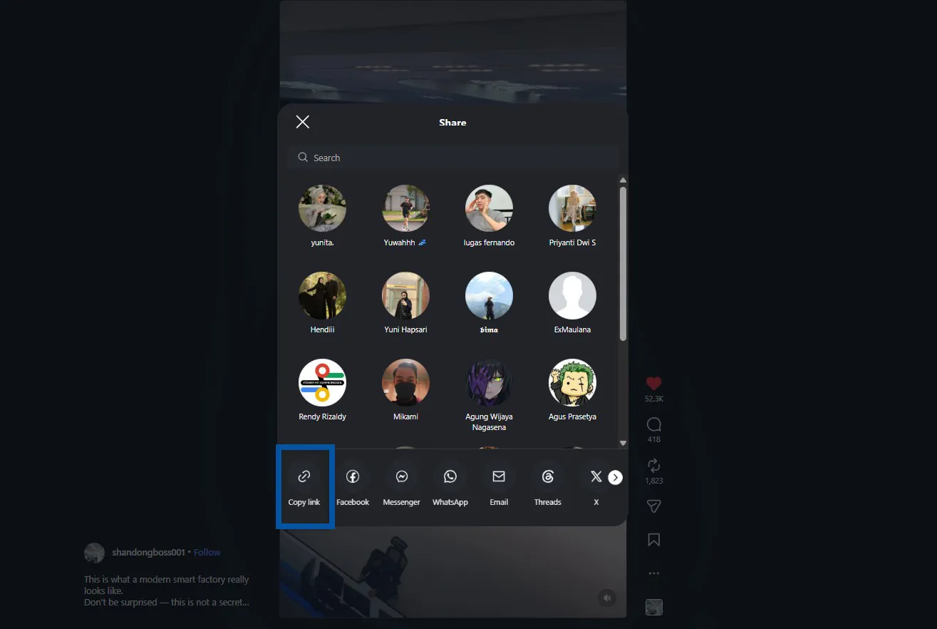 1 Salin tautan dari Instagram