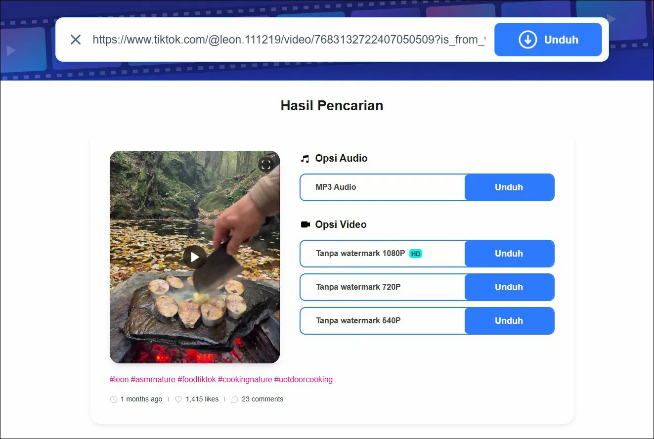 3 Download Video di FastTik